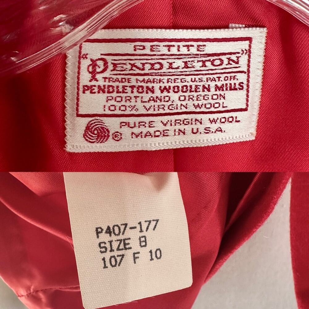 Vintage Pendleton Red 100% Virgin Wool Blazer Size 8P Petite One Button Lined - Picture 12 of 13